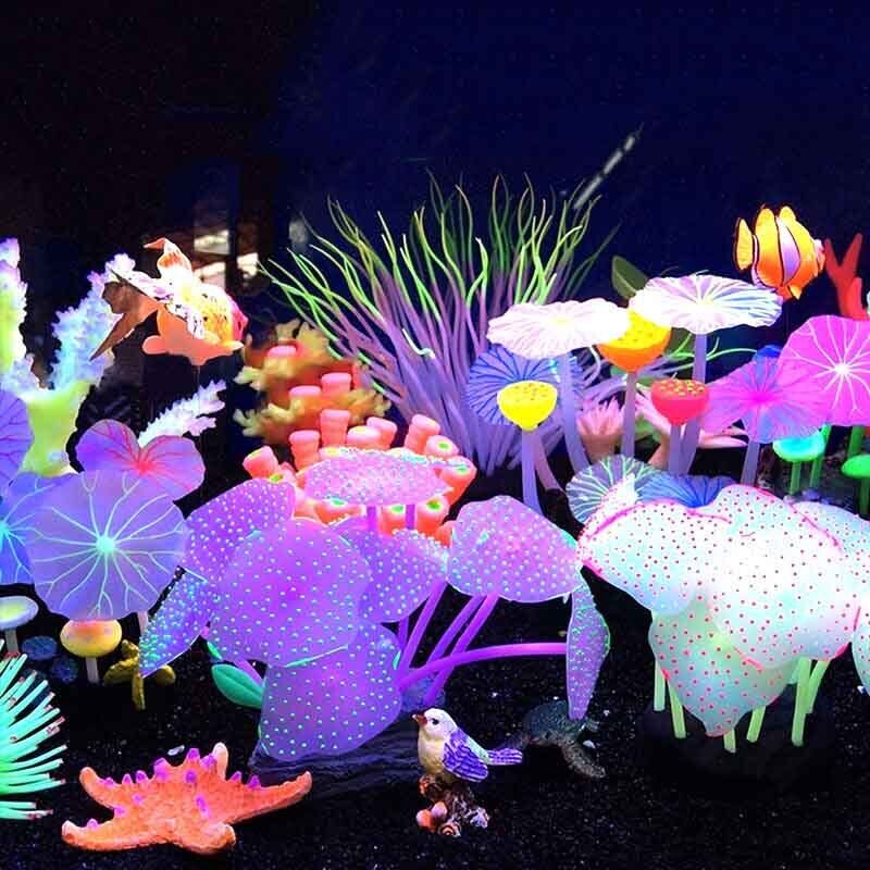 Aquarium Plants Live - Silikon Bercahaya untuk Lanskap Akuarium Buatan,